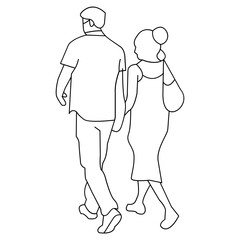 Minimalist Illustration of Couple Walking Together