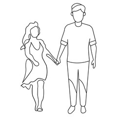 Minimalist Illustration of Couple Holding Hands