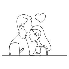 Continuous Line Art of Couple in Love