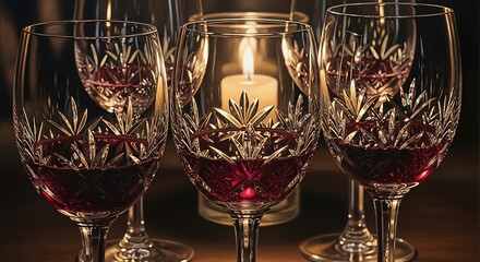 Elegant Wine Glasses with Candlelight - A Warm and Inviting Ambiance.