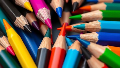 Fototapeta premium Close-up of colorful vector marker pen tips, arranged artfully, nib, elements