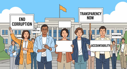 Anti-Corruption Rally at Government Building: Transparency and Accountability