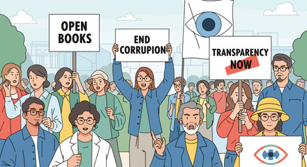 Demand for Transparency: Illustration of a Protest for Openness and Accountability