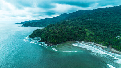 Aerial view of Playa Hermosa beach and ocean, Costa Rica
