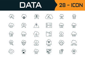 Simple and elegant data analysis icon pack illustrating charts, graphs, and metrics used for finance, research reports, strategy and business planning.