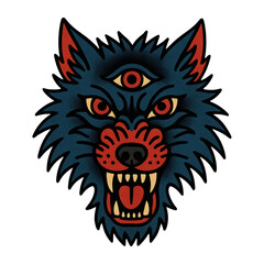 PNG Mystical wolf head illustration