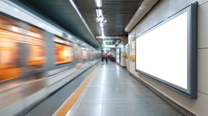 Empty subway station billboard