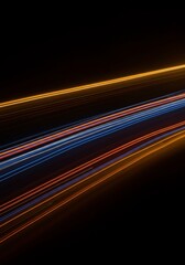 Abstract Motion Blur Light Trails Speeding on Dark Background Space