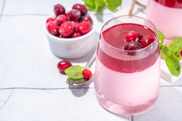 Cranberry panna cotta dessert