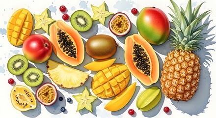 Exotic Fruit Medley - A Tropical Delight of Freshness and Flavor.