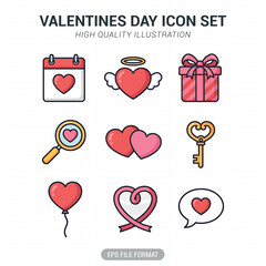 Valentines day icon set vector illustration