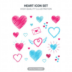 Heart icon set vector