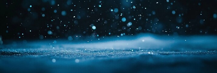 A Winter s Tale Serene Snowfall with Soft Bokeh, Night Scene in Deep Blue Hues, Tranquil Ambiance