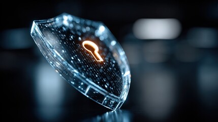 Digital Security Shield with Keyhole, Cyber Protection and Data Encryption