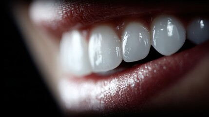 Close-up of a Beautiful Smile with Perfect White Teeth and Glossy Lips