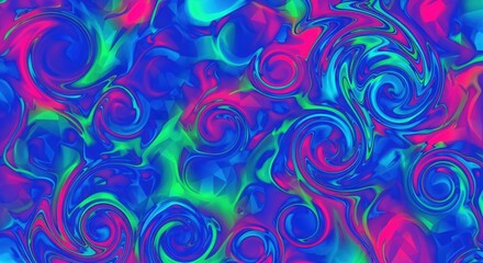 A Vibrant Abstract Swirl Pattern Featuring Blue, Pink, and Green Colors Creating Dynamic Movement and Depth in a Fluid Design