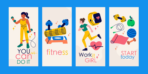 Collection of instagram social media stories with differentt inscriptions