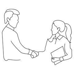 Line Art of Business People Handshaking
