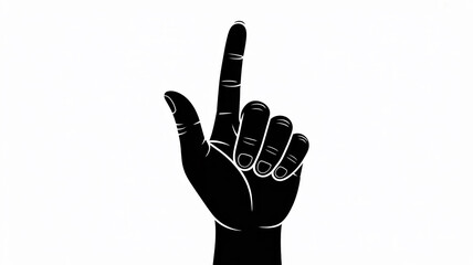 A Black and White Illustration of a Hand with Index Finger Pointing Up — Gesture Vector Art