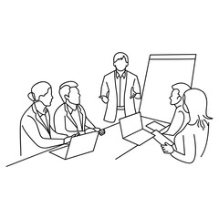 Sketch of Business Meeting With Presentation