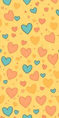 Seamless Pastel Colored Heart Pattern Background for Romantic Textiles and Love Celebrations Design