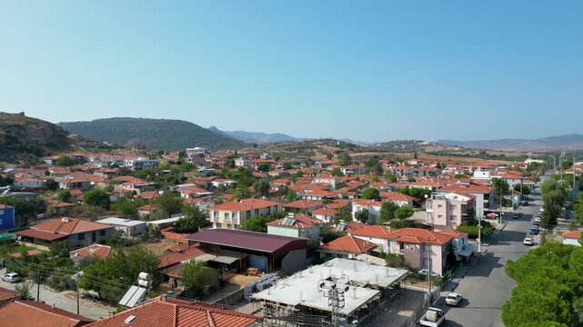 Drone Footage of Foca bagGarasi Village and Agricultural Fields
