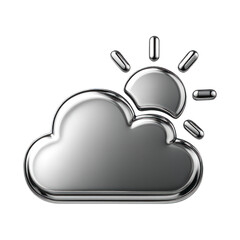 PNG Metallic cloud sun icon