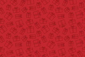 Fototapeta premium red Seamless Pattern with Christmas Presents; perfect for holiday wrapping paper, greeting cards, digital backgrounds, and festive designs- vector illustration