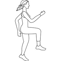 Woman Doing High Knees Exercise Illustration