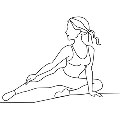 Line Art of Woman Doing Yoga Stretch