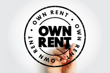 Own Rent text stamp, concept background