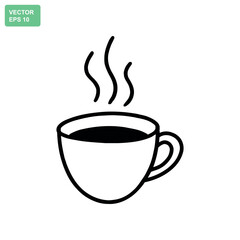 Obraz premium Simple hand drawn illustration of a steaming cup of hot coffee