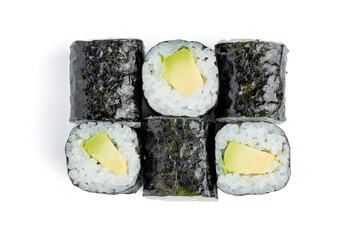 Hosomaki sushi on a white background isolated for menu