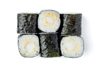 Hosomaki sushi on a white background isolated for menu
