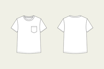 Blank white t-shirt template. Front and back view  vector illustration. 