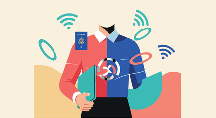 Digital Nomad 2.0 – Modern Vector Illustration of Remote Work and Global Entrepreneurship