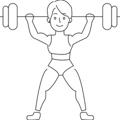 Outline Graphic of Woman Weightlifting Barbell