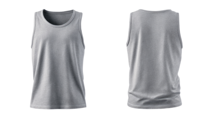 Gray sleeveless top, front and back views