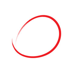 Red circular marker brush stroke used to highlight or emphasize important elements. Suitable for notes, annotations, corrections, or design highlights.