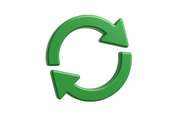Green refresh arrows isolated on transparent background
