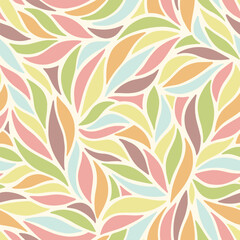 Abstract leaf swirl seamless pattern. Vector illustration flat design background. 