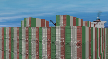 Italy export containers on cargo ship