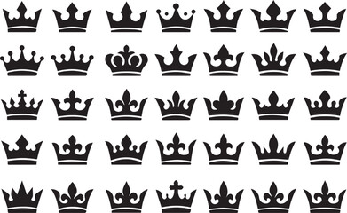 Modern Crown Vector Set. Various Red Silhouette Icons for Royalty, Success and Award Logos. Editable Graphic Elements.