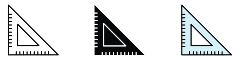 Triangle ruler icon vector. Geometric precision tool symbol. vector illustration.
