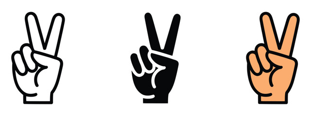 Victory sign icon vector. peace and success symbol. vector illustration.