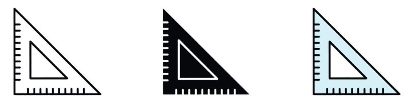 Triangle ruler icon vector. Geometric precision tool symbol. vector illustration.