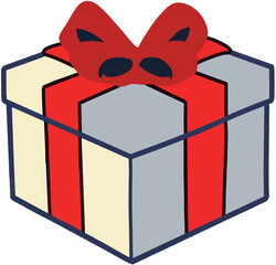 Elegant Wrapped Present with Red Bow and Decorative Ribbon, Flat Style Vector Illustration for Greeting, Event, and Party Themes