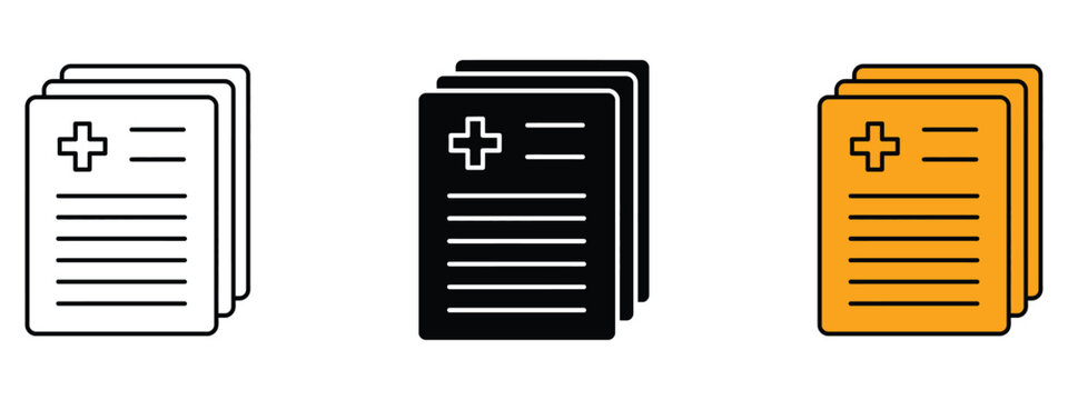 Medical record icon vector. patient records, health forms, and clinical charts symbol. vector illustration.