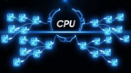Futuristic C P U processor network data flow abstract digital technology concept glowing blue - Powered by Adobe