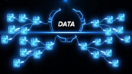 Digital data network connection glowing blue nodes and lines abstract technology background - Powered by Adobe